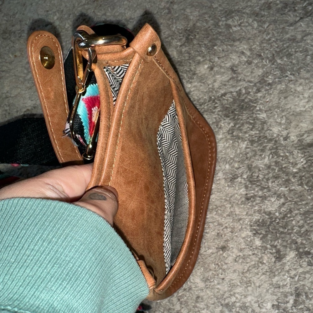 Threaded Pear Multicolor Chevron Strap Brown Leat… - image 6